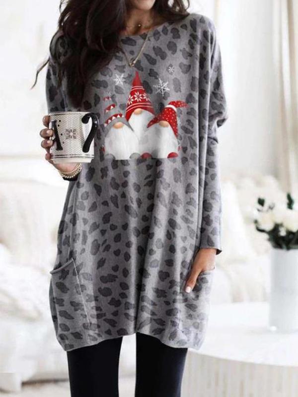 casual Christmas print long sleeve top – fadlk